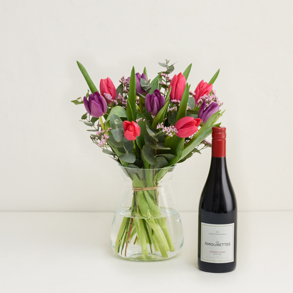 De violette tulipaner med Les Amourettes, Cabernet Sauvignon/Syrah